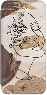 Casimoda Samsung Galaxy A54 flipcase - Abstract gezicht bruin Bruin/beige