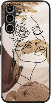 Casimoda Samsung Galaxy A54 hoesje - Abstract gezicht bruin Bruin/beige