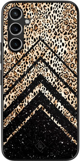 Casimoda Samsung Galaxy A54 hoesje - Chevron luipaard Zwart, Bruin/beige