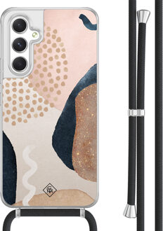 Casimoda Samsung Galaxy A54 hoesje met koord - Abstract dots Bruin/beige