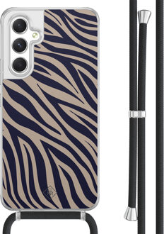 Casimoda Samsung Galaxy A54 hoesje met koord - Chevron navy Blauw