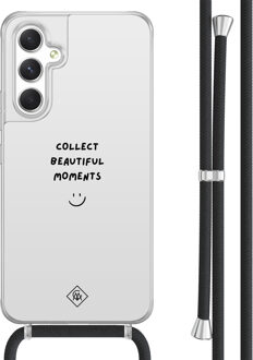 Casimoda Samsung Galaxy A54 hoesje met koord - Collect moments Grijs/zilverkleurig