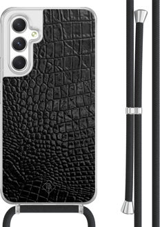 Casimoda Samsung Galaxy A54 hoesje met koord - Croco zwart