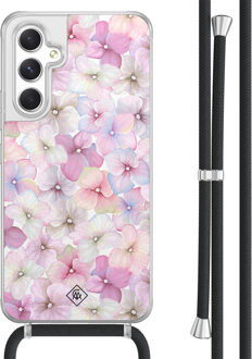 Casimoda Samsung Galaxy A54 hoesje met koord - Floral hortensia Paars