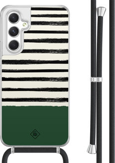 Casimoda Samsung Galaxy A54 hoesje met koord - Green stripes Groen