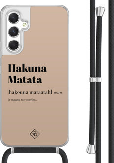 Casimoda Samsung Galaxy A54 hoesje met koord - Hakuna matata Bruin/beige