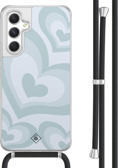 Casimoda Samsung Galaxy A54 hoesje met koord - Hart swirl blauw