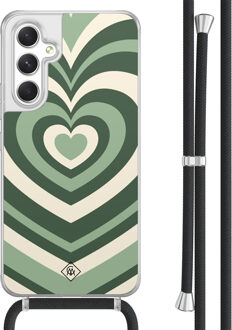 Casimoda Samsung Galaxy A54 hoesje met koord - Hart swirl groen