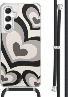 Casimoda Samsung Galaxy A54 hoesje met koord - Hart swirl zwart