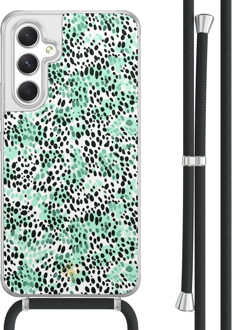 Casimoda Samsung Galaxy A54 hoesje met koord - Luipaard mint