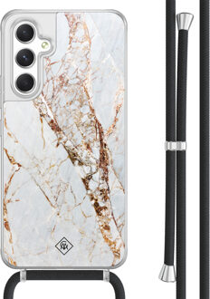 Casimoda Samsung Galaxy A54 hoesje met koord - Marmer goud Goudkleurig