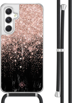 Casimoda Samsung Galaxy A54 hoesje met koord - Marmer twist Rosekleurig