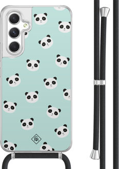 Casimoda Samsung Galaxy A54 hoesje met koord - Panda print Mint