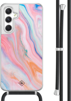 Casimoda Samsung Galaxy A54 hoesje met koord - Pink glam Roze