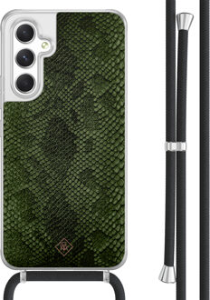 Casimoda Samsung Galaxy A54 hoesje met koord - Snake mix Groen