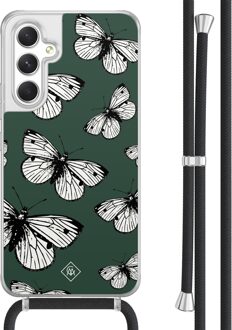 Casimoda Samsung Galaxy A54 hoesje met koord - Vlinders Groen