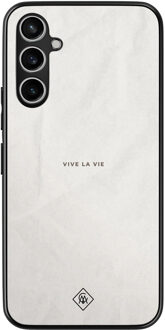 Casimoda Samsung Galaxy A54 hoesje - Vive la vie Grijs/zilverkleurig