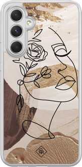 Casimoda Samsung Galaxy A54 hybride hoesje - Abstract gezicht bruin Bruin/beige