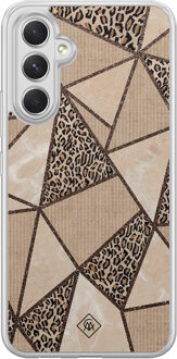 Casimoda Samsung Galaxy A54 hybride hoesje - Leopard abstract Bruin/beige
