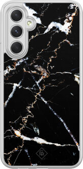 Casimoda Samsung Galaxy A54 hybride hoesje - Marmer zwart Zwart, Goudkleurig