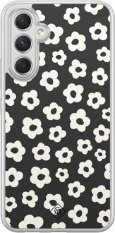 Casimoda Samsung Galaxy A54 hybride hoesje - Retro bloempjes Zwart