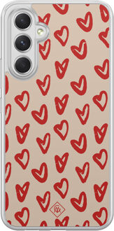 Casimoda Samsung Galaxy A54 hybride hoesje - Sweet hearts Bruin/beige