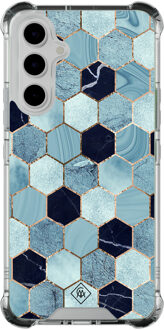 Casimoda Samsung Galaxy A54 shockproof hoesje - Blue cubes Blauw