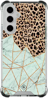 Casimoda Samsung Galaxy A54 shockproof hoesje - Luipaard marmer mint Multi