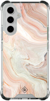 Casimoda Samsung Galaxy A54 shockproof hoesje - Marmer waves Bruin/beige