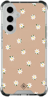 Casimoda Samsung Galaxy A54 shockproof hoesje - Sweet daisies Bruin/beige