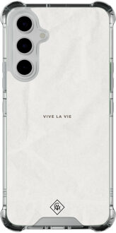 Casimoda Samsung Galaxy A54 shockproof hoesje - Vive la vie Bruin/beige