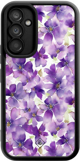 Casimoda Samsung Galaxy A54 zwarte case - Floral violet Paars