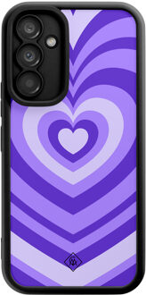Casimoda Samsung Galaxy A54 zwarte case - Hart swirl paars