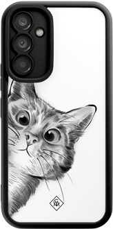 Casimoda Samsung Galaxy A54 zwarte case - Kat kiekeboe Wit