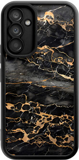 Casimoda Samsung Galaxy A54 zwarte case - Marmer grijs brons Goudkleurig