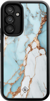 Casimoda Samsung Galaxy A54 zwarte case - Marmer lichtblauw