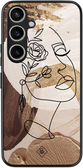 Casimoda Samsung Galaxy A55 hoesje - Abstract gezicht bruin Bruin/beige
