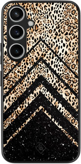 Casimoda Samsung Galaxy A55 hoesje - Chevron luipaard Zwart, Bruin/beige