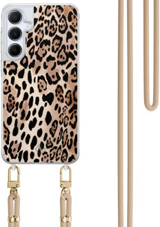 Casimoda Samsung Galaxy A55 hoesje met beige koord - Golden wildcat Bruin/beige