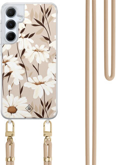 Casimoda Samsung Galaxy A55 hoesje met beige koord - In bloom Bruin/beige