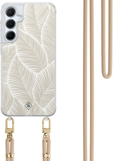 Casimoda Samsung Galaxy A55 hoesje met beige koord - Palm leaves beige Bruin/beige