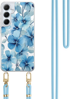 Casimoda Samsung Galaxy A55 hoesje met blauw koord - Indigo gardens