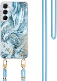 Casimoda Samsung Galaxy A55 hoesje met blauw koord - Marble sea
