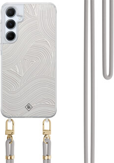 Casimoda Samsung Galaxy A55 hoesje met grijs koord - Abstract waves Grijs/zilverkleurig