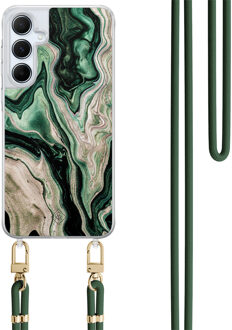 Casimoda Samsung Galaxy A55 hoesje met groen koord - Green waves