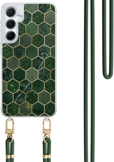 Casimoda Samsung Galaxy A55 hoesje met groen koord - Kubus groen