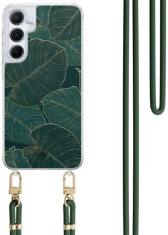 Casimoda Samsung Galaxy A55 hoesje met groen koord - Monstera leaves