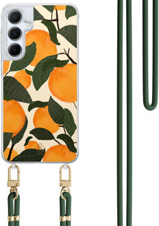 Casimoda Samsung Galaxy A55 hoesje met groen koord - Orange garden Multi