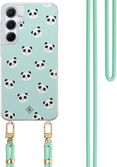 Casimoda Samsung Galaxy A55 hoesje met mint koord - Panda print