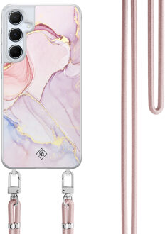 Casimoda Samsung Galaxy A55 hoesje met rosegoud koord - Purple sky Paars
